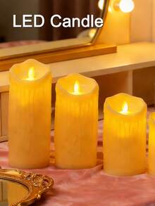 Nến LED nhựa cỡ lớn, nến không lửa chống nước, chạy bằng pin, nến trụ LED nhấp nháy, bền, nến cưới bằng nhựa, nến để bàn, thích hợp cho nhà hàng, quán bar, trang trí nhà cửa, ngày Valentine, cầu hôn, nến tạo không khí, nến ăn tối cho cặp đôi. - Màu be - Xem 6