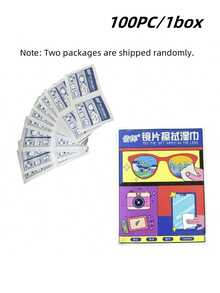 100pcs Practical Eyeglass Cleaning Wipes, Lens Cleaning Cloths, Eyeglass Cleaner Wet Wipes, Lens Cleaning Wet Wipes, Screen Cleaning Wipes, Compact Eyeglass Cleaning Solution For Travel & Personal Care - Multicolor - View 6