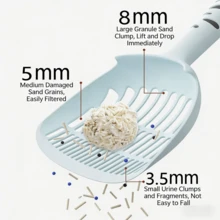 这款高品质细网猫砂铲采用细网设计，是清理猫砂的必备工具。它适用于结团型猫砂，不会粘底，而且可以重复使用。