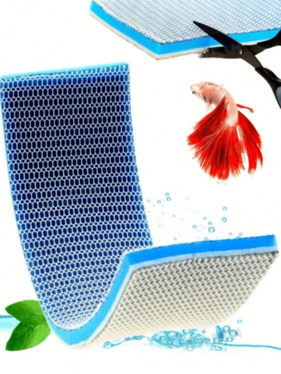 1pc Trimmable Blue Multi-Layer Fish Tank Filter Cotton, Reusable High Density Foam For Small, Medium, Large Aquarium Water Filtration