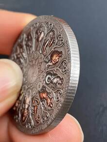 12pcs Zodiac Coin Collection - Goddess Of Fortune Protector Coins - Iron Material - Coins - 4cm/1.57 Inch Birthday Gift Medals Collectibles, Top Choice For Collectors - Multicolor - View 11