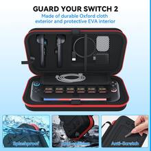 Switch 2 (2025) 专用硬壳便携包，带 24 个游戏卡槽的保护旅行袋，兼容 Joy-Con 2 手柄和充电器，耐用便携，可收纳游戏装备配件，适合游戏玩家和日常使用。 - 彩色 - 查看 6