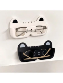 1/2pcs Wall-Mounted Sunglass Organizer, Cute Cat-Shaped Fashion Glasses Holder, Space Saving Eyeglasses Display Stand, Punch-Free Glasses Storage Rack For Entryway, Living Room, Bedroom, Bathroom, Office, Dorm. Home Decor. - Multicolor - View 1