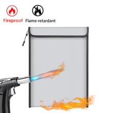 38*28厘米阻燃文件收纳袋，拉链封口，适用于存放现金、银行卡、A4纸、律师文件、智能手机、平板电脑、合同、房产证等，适用于办公室、家庭、商务和旅行。 - 銀色 - 查看 5