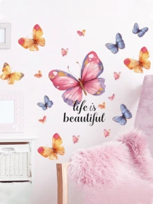 1 Set Colorful Butterfly Wall Stickers, Removable Decorative Stickers For Bedroom, Living Room, Entryway - Multicolor - View 4