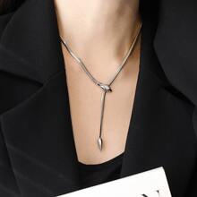 1pc Women's Necklace With Serpent Wrap Zirconia Pendant, Y-Shaped Clavicle Chain, Suitable For Women's Daily, Festival, Vacation, Date Outfit