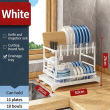 2-Tier Dish Rack With Draining Rack, Drip Tray, Cutlery Holder, Home Kitchen Storage Rack, Carbon Steel Material - Multicolor - View 16