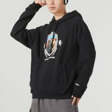 Nike Letter Print Drawstring Hooded Long-Sleeve Sweatshirt For Men - Black - View 3