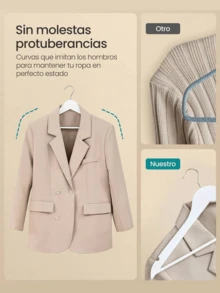 20个装木质衣架，纤细设计，肩部带凹槽，裤架，360°旋转挂钩，桦木材质，可挂肩带和外套，云白色，晾衣架，衣柜收纳架，多功能裤架，围巾领带架，家用裤架 - 彩色 - 查看 6