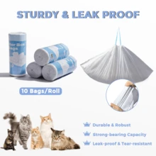 1卷10片装猫砂盆衬垫，带抽绳，适用于标准猫砂盆，尺寸36英寸 x 18英寸，加厚防刮，重型猫砂衬垫，宠物清洁用品 - 10只裝 - 查看 6