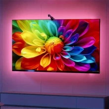 1 st LED-bakgrundsbelysning för TV med AR-sensor, synkroniserad ambient belysning för skärm, TV-bakgrundsbelysning med fjärrkontroll, TV-LED-ljus, idealiskt val för atmosfärsdekoration av kontors-TV - USB+fjärrkontroll - Visa 4