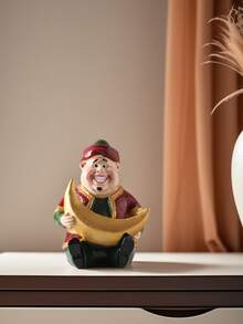 1pc Eid Crescent Moon & Star Figurine, Living Room/Study Desk Decor, Valentine's Gift, Bedroom Desk Cute Decoration, Office Desk Accessory, ABS Resin Statuette, Home Decor, Gift, Ramadan - Multicolor - View 2