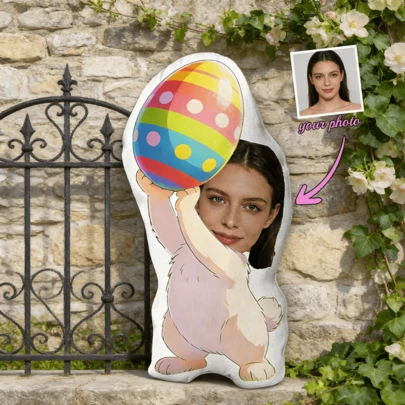 Rabbit Hugging An Easter Egg Pillow, Upload Your Photo Or Customize It For Others. It Is An Excellent Gift For Friends, Relatives, Brothers, And Sisters. It Is Not Only Suitable For Decorating Living Rooms And Bedrooms, But Also For Father's Day, Mother's Day