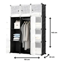 Orgnizador Armario Plastico Ropa 12 Cubes Cubos Color Negro - Negro - Ver 3