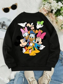 Disney Classic Character Hoodies: Mickey Mouse And All Come Together With Printed Patterns, Suitable For Both Boys And Girls, Perfect For Festivals, Machine Washable, Fashionable, Casual And Versatile. - 黑色 - 查看 3