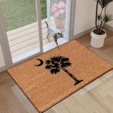 1 szt. Dywan z nadrukiem w kształcie drzewa kokosowego, mata z imitacji wełny – bardzo chłonna, łatwa do czyszczenia, odpowiednia do wystroju wnętrz, do domu, na farmę, do przedpokoju, do wnętrz, do kuchni, jadalni, małego biura/biura domowego, do zlewu, pralni, wycieraczki, maty kuchennej, maty antypoślizgowej - Wielokolorowe - Zobacz 4