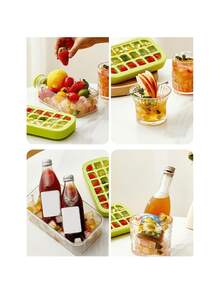 1 bouteille à glaçons, moule à glaçons 2-en-1 de 800 ml à pression sans contact avec 18 grilles, fabricant de glaçons, bac à glaçons en silicone facile à presser, convient pour le congélateur - Multicolore - Voir 10