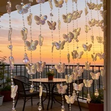 Young Girl Style Bow Curtain For Bedroom And Living Room Partition Window Curtains With Party Decorations, Stringed Bead Flowers On The Curtains, Party Background Atmosphere, Photo Setup For Taking Pictures - Multicolor - View 6