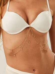 1件时尚个性沙滩度假风金色流苏性感身体链，适合女性日常佩戴，独特设计，可叠戴 - 金色流蘇鏈條 - 查看 6