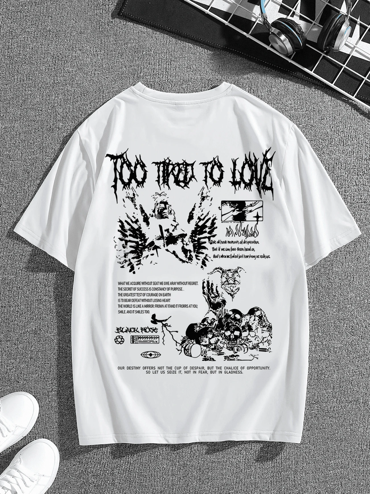 Too Love T-Shirt, Unisex Men's And Women's Blouse, 100% Cotton, Premium Top Streetwear, New Release, Immediate Shipping, Various Colors!! - 白色 - 查看 1