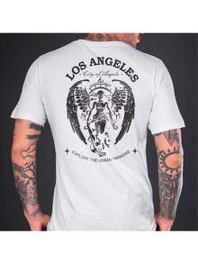 Camisa Camiseta Premium Masculina City Of Los Angels 100% Algodão Lançamento 2025 - Branco - Visão 2