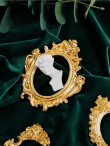 1件复古欧式风格框画，金色树脂迷你欧式复古浮雕照片展示架，适合情人节、家居装饰、天使椭圆形小相框、北欧ins风装饰、摄影道具 - 多色 - 查看 3