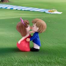 2pcs Resin Princess Hugging/Kissing Couple/Wedding Decor Items, Suitable For Living Room Tabletop, Entryway, Wine Cabinet Decoration, Holiday Gifts, Valentine's Day/Thanksgiving, DIY Micro Landscape Decoration, Car Accessories - Multicolor - View 6