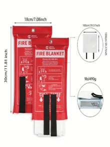 1pc 40x40 Inch Glass Fiber Fire Blanket, Emergency Fire Retardant Blanket, Flame Resistant Blanket For Home, Kitchen, School, Car, Office, Warehouse Fire Safety - Multicolor - View 12
