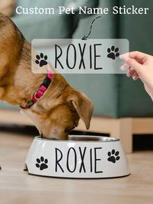 Personalized Pet Name Label Stickers, Customized Dog UV DTF Transfer Stickers, Self-Adhesive Stickers, Paw Print Stickers, Pet Bowl Stickers, DIY Storage Jar Label Stickers, UV DTF Mug Packaging Stickers, Customized Waterproof Vinyl Stickers, Customized Cup Vinyl Stickers, Wedding Customized Name Stickers - Multicolor - View 2