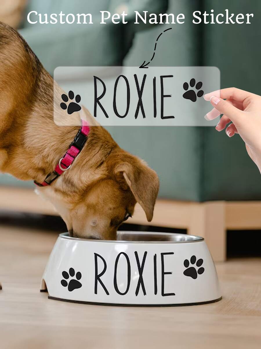 Personalized Pet Name Label Stickers, Customized Dog UV DTF Transfer Stickers, Self-Adhesive Stickers, Paw Print Stickers, Pet Bowl Stickers, DIY Storage Jar Label Stickers, UV DTF Mug Packaging Stickers, Customized Waterproof Vinyl Stickers, Customized Cup Vinyl Stickers, Wedding Customized Name Stickers