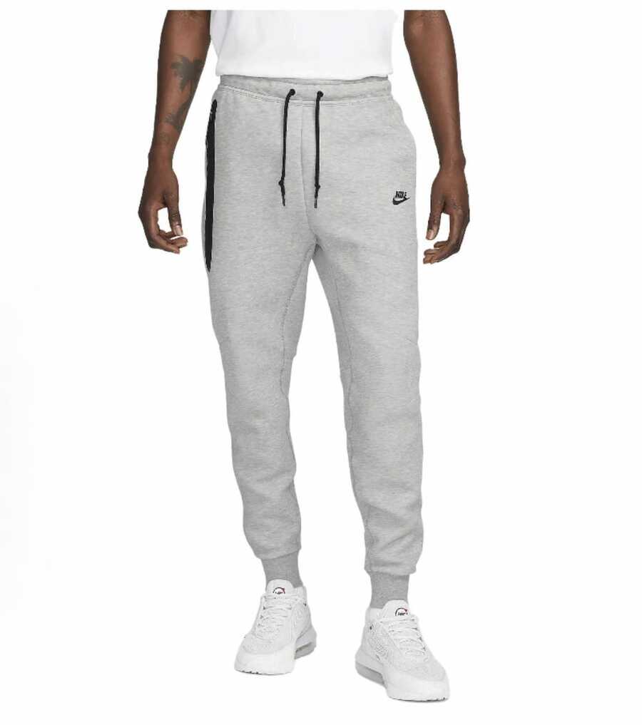 Nike Unisex Tech-Inspired Zip Hoodie & Jogger, Slim Fit Tapered Tracksuit With Cozy Lining, No Shrinkage, Effortless Streetwear Graphic Outerwear For Men & Women Sweatpants - Quần nỉ xám - Xem 1