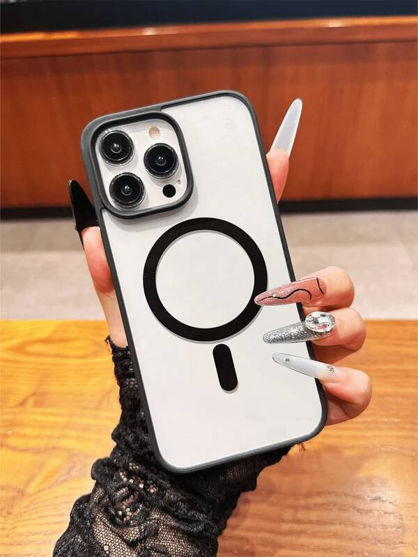 1pc New Solid Color Acrylic Magnetic Black Phone Case Compatible With Apple 16 Pro Max, 11/12/13/14 Plus, XR/7/8 Plus, 15 Pro Max, 17/17 Ari/17 Pro Max, Also Fits Series