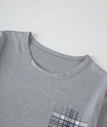 2 piezas Conjunto de pijama ligero para hombres, parte superior de manga corta y pantalones largos, conjunto de ropa de estar en casa a rayas y a cuadros para hombres en primavera/verano - Gris Claro - Ver 4