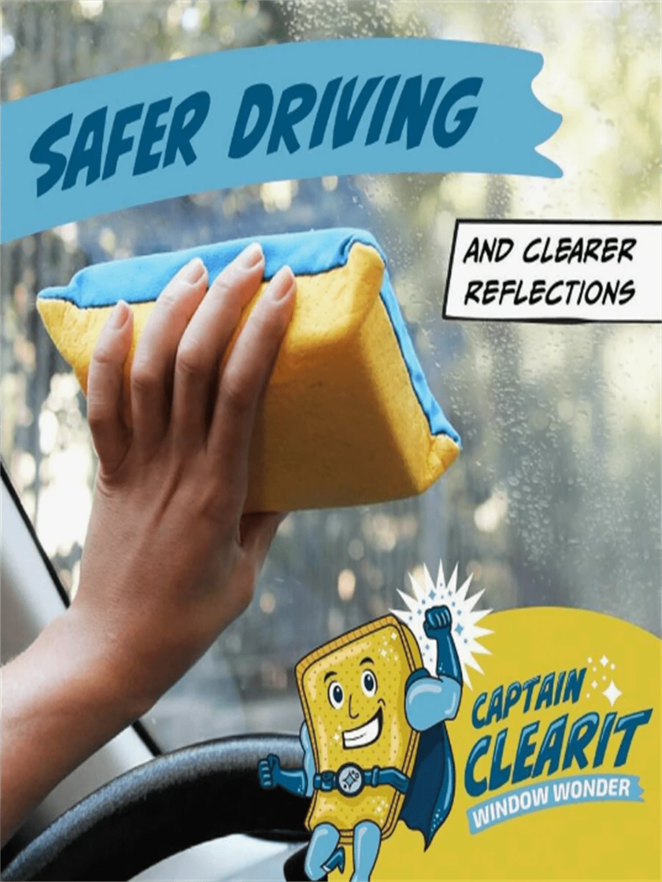 1pc High Quality Multi-Functional Car Wash Sponge Block, Non-Woven Double-Sided Plush Sponge Block, Suitable For Car Glass Cleaning, Defogging, Waxing, Car Washing, Interior Cleaning - Multicolor - View 1