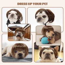 Dog Costume Cat Apparel Dog Toys Curly Braids Headgear Wigs Styling Cute Funny Pet Hair Accessories Decoration For Halloween, Christmas, Parties(Flax)  Festivals Wigs Cosplay Mardi Gras - 7.08 inches - 查看 6