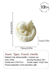 1支112克玫瑰天使香氛大豆蜡烛，采用天然大豆蜡和烛芯手工制作，燃烧时间10-12小时，适用于婚礼、新生儿派对、母亲节、情人节、生日庆典等场合，象征着爱与永恒的守护 - 彩色 - 查看 9