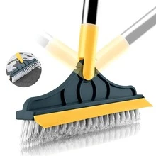2-In-1 Floor Brush Washer With Long Handle Grouting Brush, Newly Upgraded Hard Bristle Cleaning Brush, Equipped With Rubber Scraper, 120 ° Rotating Tile Brush, Used For Cleaning Bathroom Glass Terrace Kitchen - Green - View 9