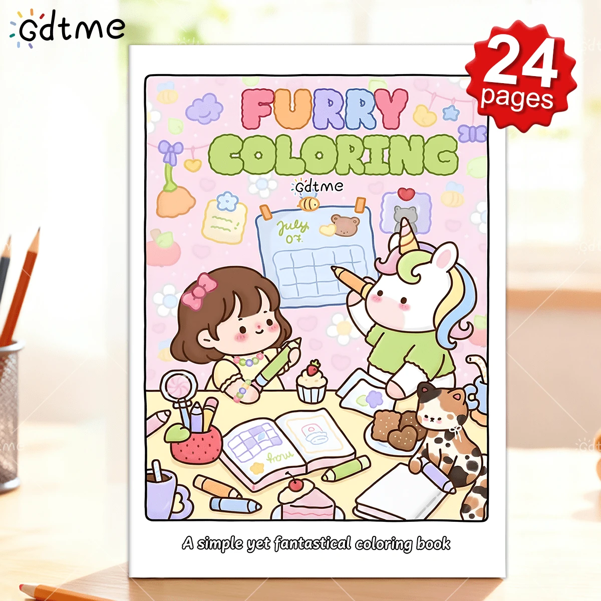 GDTME 1pc Fluffy Coloring Book, 24 Thick Paper Pages, Recommended For ...