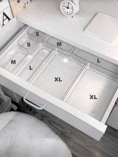 6/7 klare Schubladenorganizer Boxen - transparente Mehrfachfach-Aufbewahrungslösungen für Kosmetik, Hautpflege, Haraccessoires, Schmuck, Büromaterial und Sundries; platzsparende, moderne Schreibtisch-Organizer, entworfen für Schminktische, Kommoden, Büroschreibtische, Studentenzimmer, Werkbänke; perfektes Sommer-Geschenkset und praktische Geschenkidee für Frauen, um einen aufgeräumten, stilvollen und organisierten Lebensstil zu schaffen