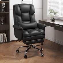 1 PC Ergonomic Executive Office Chair With Footrest,  PU Leather Task Chairs With 130° Backrest Lumbar Support, Computer Chair Ergonomic Office Chair, PU Leather Swivel Desk Chair - 黑色 - 查看 9