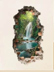 1片创意3D风景墙贴，自粘可移除墙贴，适用于客厅、卧室、家居装饰 - 彩色 - 查看 6