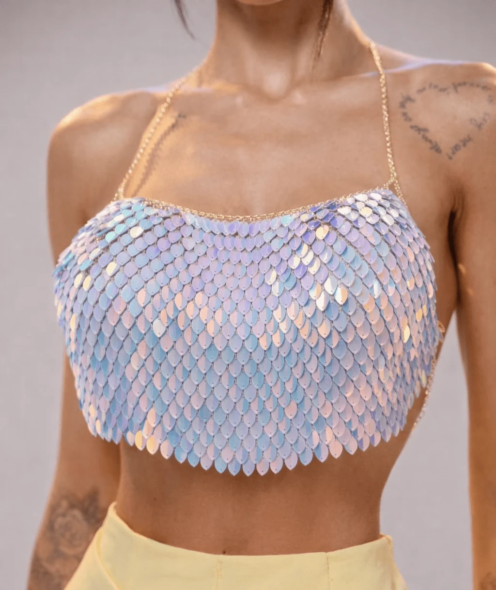 Women's Top With Feathers, Sequins, Knot, Bare Back / Backless, Chain, Carnival, New Year's Eve, Beach, Holidays, Stage And Concert, Summer - 紫丁香 - 查看 1