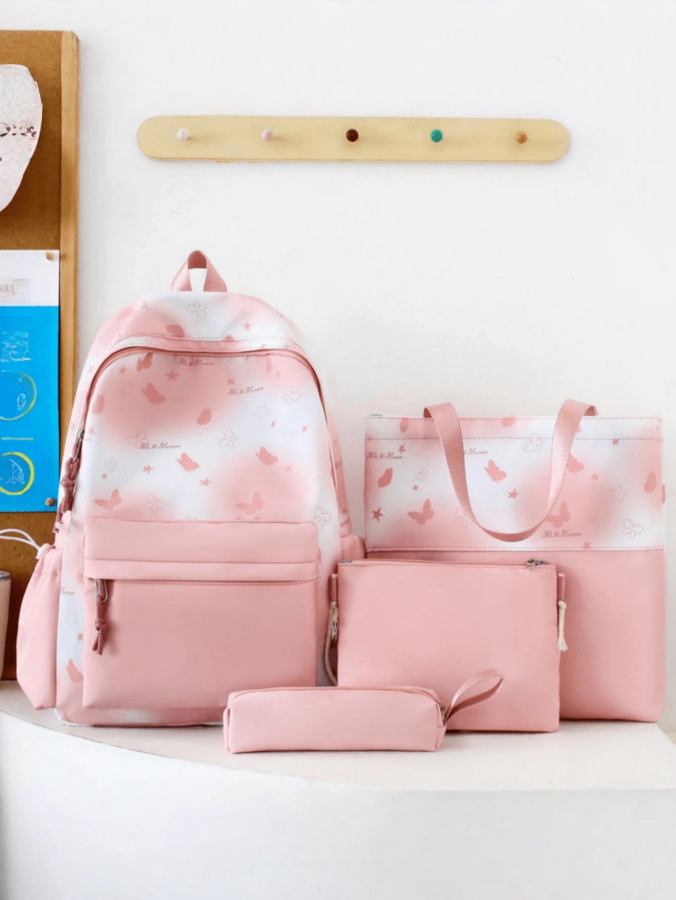 新款大容量旅行、购物、旅游背包套装，时尚舒适，适合各种场合 - 粉色 - 查看 1