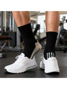 Thickened Terry Cloth Soccer Socks, Mid-Calf Long Tube Non-Slip Socks For Football, Unisex Couple Sports Socks, For Gym - 黑色 - 查看 5