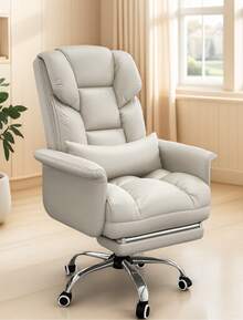 1 PC Ergonomic Executive Office Chair With Footrest,  PU Leather Task Chairs With 130° Backrest Lumbar Support, Computer Chair Ergonomic Office Chair, PU Leather Swivel Desk Chair - 黑色 - 查看 7