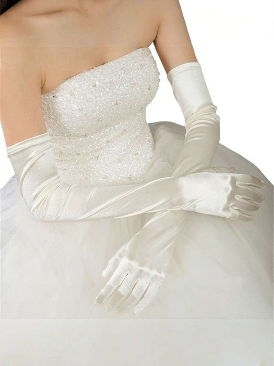 1 Pair Extended Satin Elastic Gloves, Retro Party Women's Fashion Long Gloves, Cosplay Party Wedding Gloves