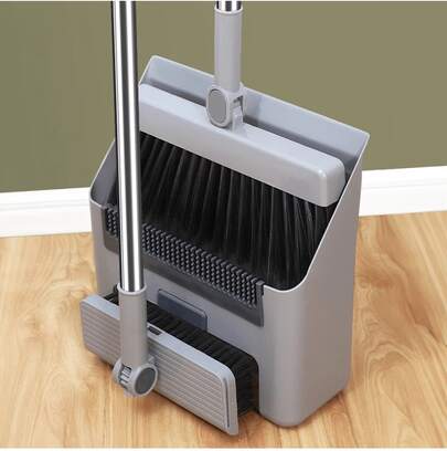 Multifunction 3-In-1 Broom And Dustpan Adjustable Handle For Indoor Outdoor Sweeping And Scrubbing, Ideal For Pet Hair Liquids Spills And Dirt