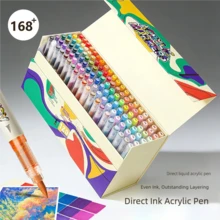 168 Colors Acrylic Marker Pen Set, Quick Dry And Fade Resistant, Ideal For Painting, Illustration, Crafts, Coloring Books, DIY Projects On Paper, Fabric, Wood, Stone, Plastic, Glass, Ceramic, Pumpkin, Metal And More, Perfect Gift For Easter, Thanksgiving, Halloween, Christmas - Multicolor - View 3