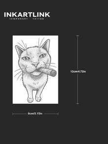 INKARTLINK 1张酷炫动物系列装饰临时纹身贴纸,图案包括凶猛的蛇、雪茄猫和心形蝎子,防水,持久1-2周,男女皆宜。 - 黑色 - 查看 8