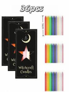 12支彩色直蜡烛，燃烧时间2小时，无异味，适用于家居装饰、餐桌、生日派对、婚礼、求婚、摄影、礼品、应急照明，配有拇指大小的强力粘蜡珠，用于稳定蜡烛。 - 彩色 - 查看 19